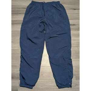 Vintage Nike Navy Blue Straight Leg Nylon Windbreaker Lined Joggers Size Large